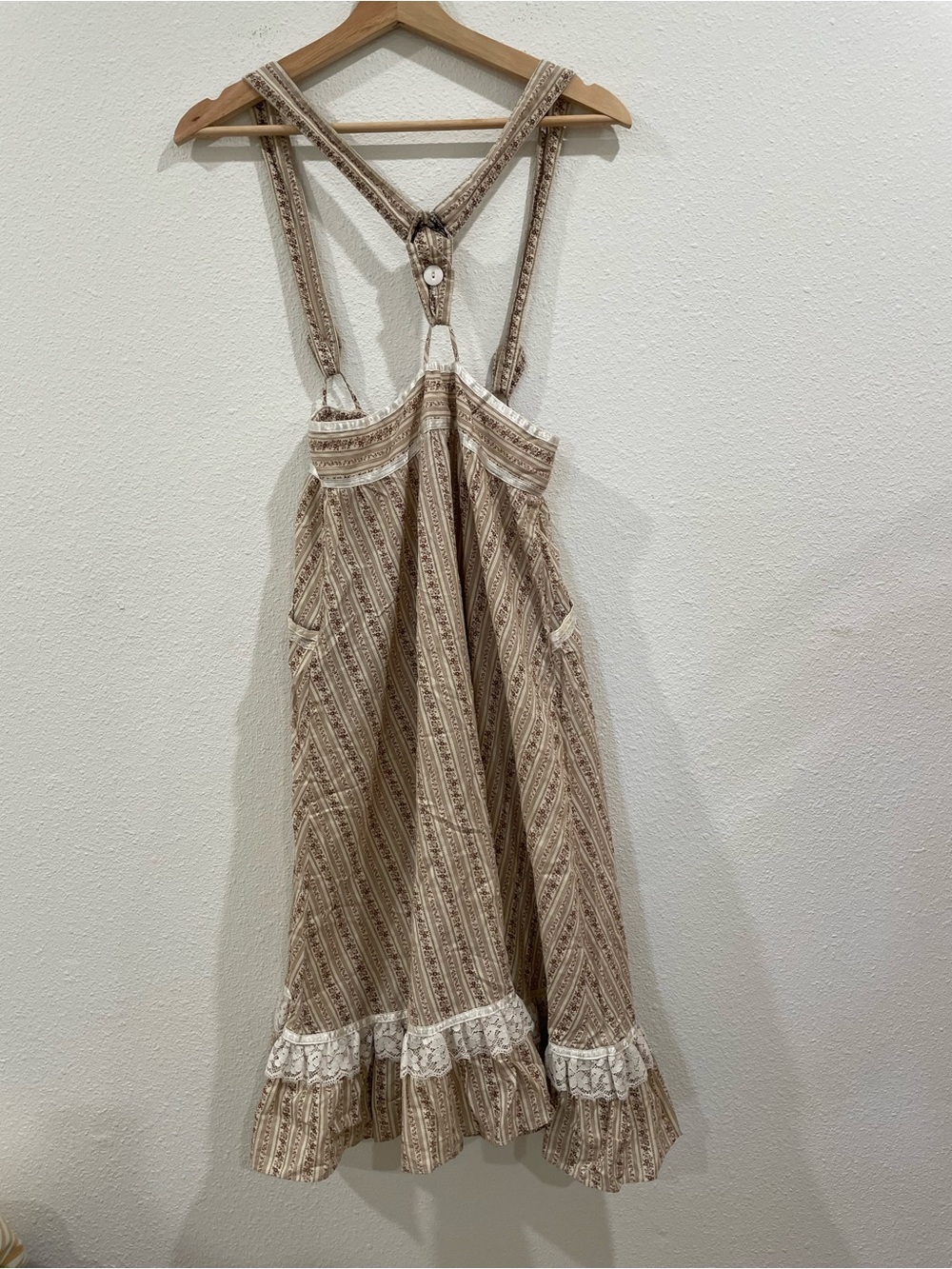 Vintage 70s Gunne Sax Floral Lace Prairie Suspender Dress Ruffle Cottagecore XS - Picture 9 of 12